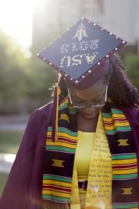 Senior Portrait of University/College Graduate at Arizona State University in Daylight